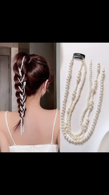 ریسه مو سه رشته مرواریدی رنگ ثابت