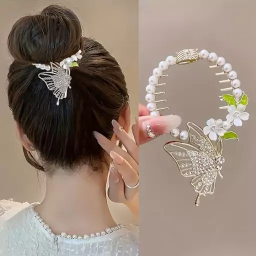 گیره گوجه ای طرح پروانه نگین کاری